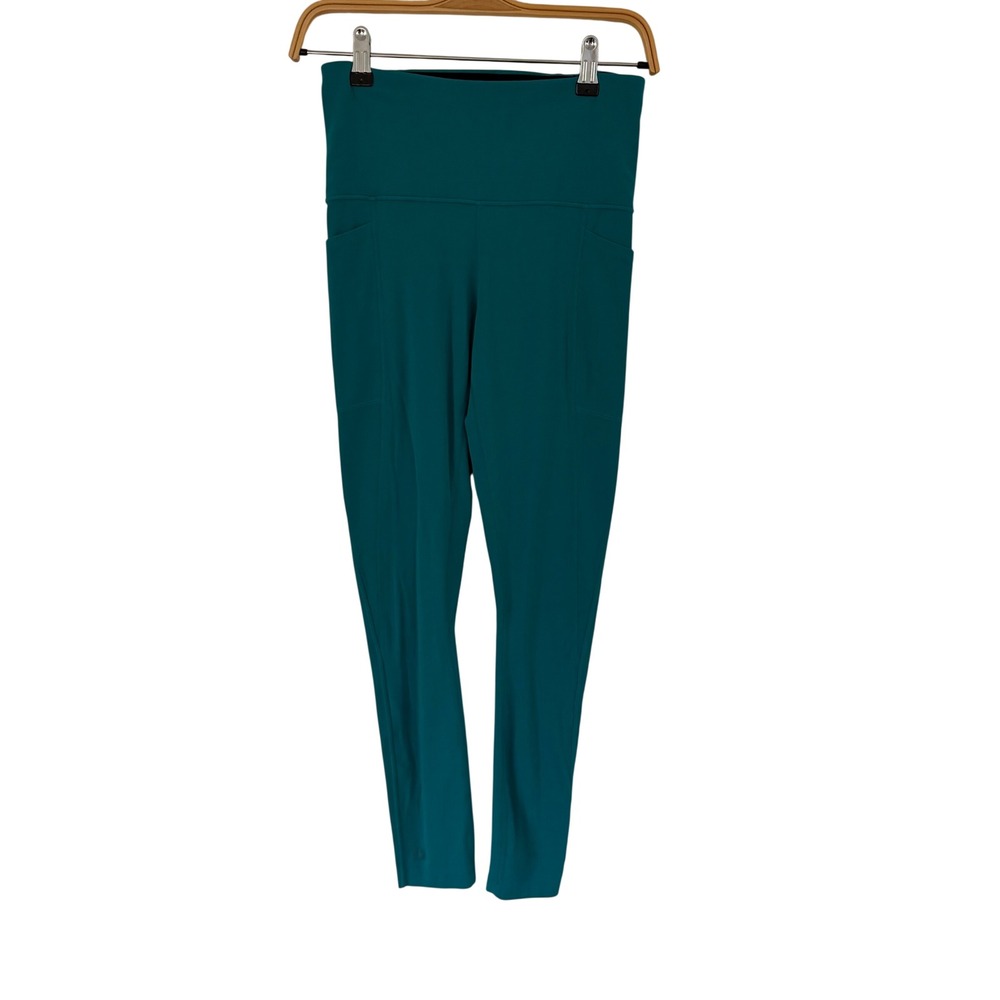 Smartwool Womens High Rise Active Leggings Teal Green Side Pockets Size Small